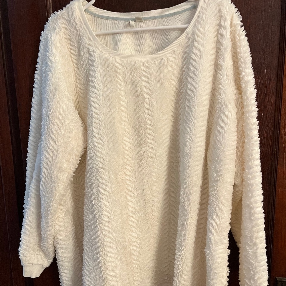White furry sweater